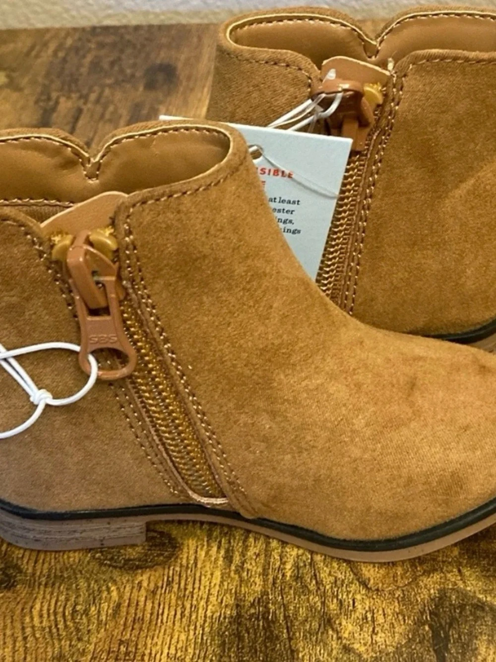 Cat & Jack Toddler Penelope Zipper Boots Cognac brown Size 5T new
